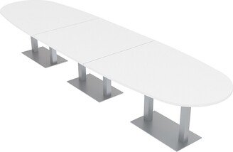 Skutchi Designs, Inc. 14' Boat Oval Conference Table With Square Metal Bases Electric Units