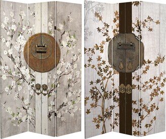 Handmade 6' Double Sided Asian Lock Canvas Room Divider