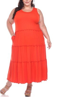 Plus Size Scoop Neck Tiered Midi Dress