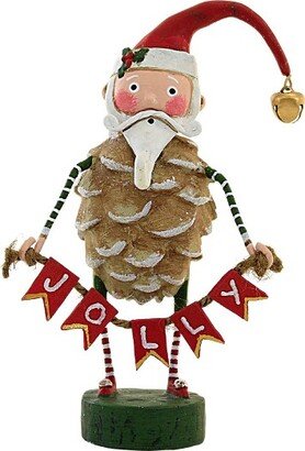 Lori Mitchell Jolly Jingle Santa - One Figurine 6.75 Inches - Christmas Pinecone Bell - 15531 - Polyresin - Red