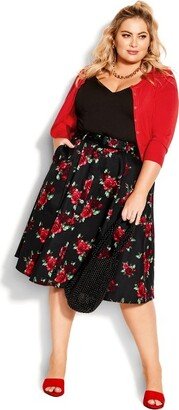 CITY CHIC| Women's Plus Size Vintage Rose Skirt - - 14W