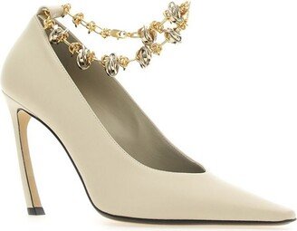 Swing Knotted-Chain Pointed-Toe Pumps