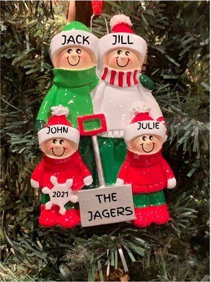 Snow Shovel Family 4 - Personalized Christmas Ornament-Snow Shovel Family Of 4