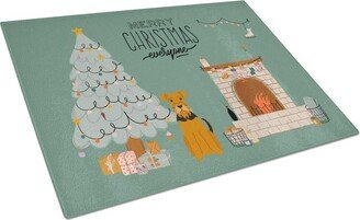 CK7604LCB Airedale Christmas Everyone Glass Cutting Board