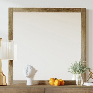 Natural Walnut Wood Mirror, Chic Bedroom Mirror