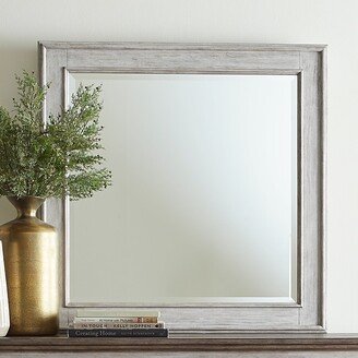 Heartland Antique White Tobacco Landscape Mirror - White/Oak