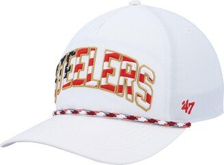 Men's White Pittsburgh Steelers Hitch Stars and Stripes Trucker Adjustable Hat