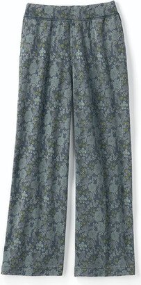 Women's Floral Wide Leg Crop Sweatpant - Laurel Green Multi - Medium