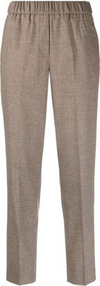Mélange-Effect Wool-Blend Tapered Trousers
