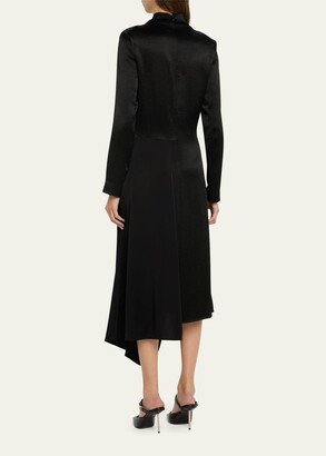 Mock-Neck Jersey Draped Midi Dress with Hardware