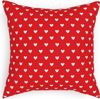 Pillows: Love Hearts - Red Pillow, Woven, White, 18X18, Double Sided, Red