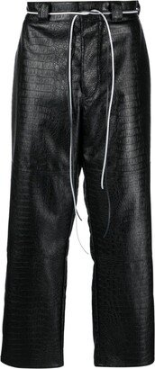 Embossed Crocodile-Effect Straight-Leg Trousers