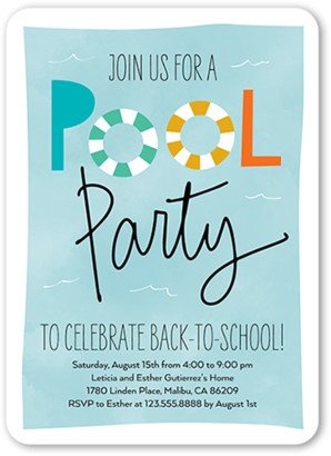 Cocktail Party Invitations: Poolside Party Summer Invitation, Black, 5X7, Matte, Signature Smooth Cardstock, Rounded