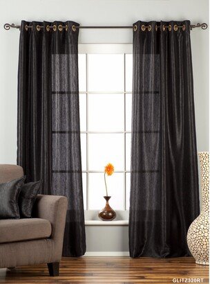 Indian Selections Black Ring / Grommet Top Textured Curtain / Drape / Panel - 84 - Piece