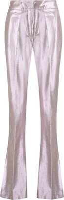 Metallic Effect Flared Trousers