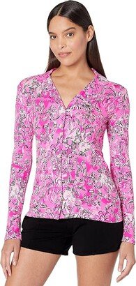 Pj Knit Long Sleeve Button-Up Top (Plumeria Pink/Purposefully Pink) Women's Pajama