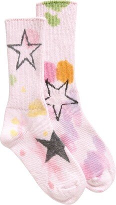 Print Organic Cotton Blend Crew Socks