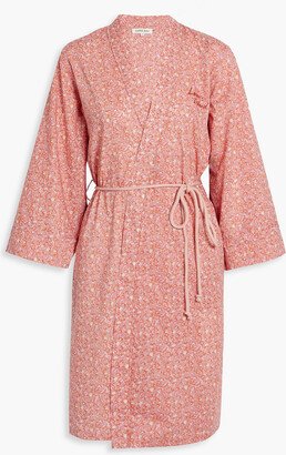 Jolie logo-embroidered printed cotton-sateen robe