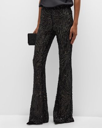 Honor Zebra Sequined Flare Pants