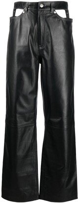 Wide Cut-Out Leather Trousers