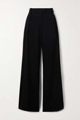 Bennett Pleated Crepe Wide-leg Pants - Black