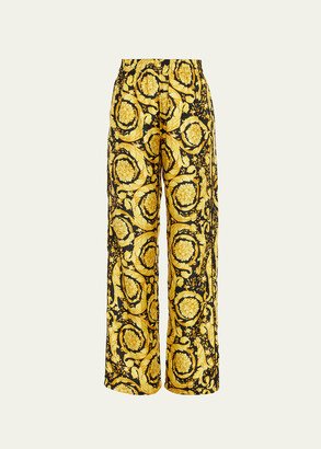 Barocco-Print Silk Pajama Pants