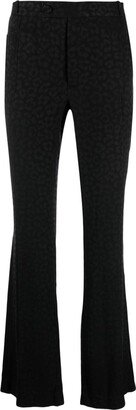 Cheetah-Jacquard Flared Trousers