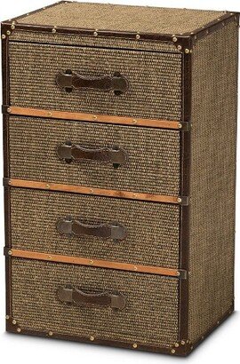 Owen Fabric Upholstered 4 Drawer Accent Storage Cabinet Brown