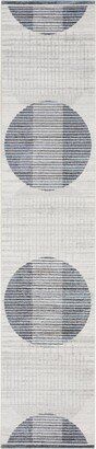 Nourison Home Astra Machine Washable ASW03 2'2 x 12' Runner Area Rug - Ivory, Blue