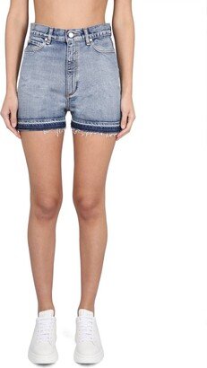 Mid-Rise Light-Wash Denim Shorts