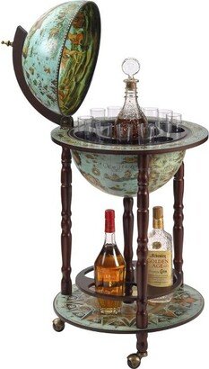 Sixteenth Century Cielo Blue Replica Globe Bar Cabinet