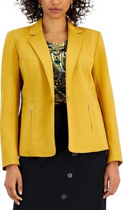 Petite One-Button Zipper Blazer