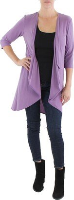 Petites Womens Knit 3/4 Seeves Duster Blazer