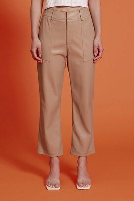 Jennifer Faux Leather Pants In Tan