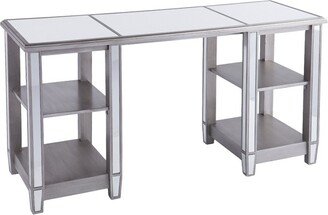 Warakin Mirrored Desk Brushed Matte Silver - Aiden Lane