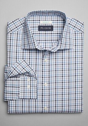 Men's Tailored Fit Spread Collar Plaid Casual Shirt-AA