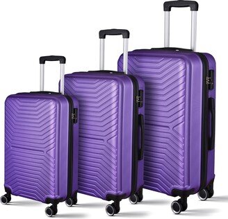 EDWINRAY 3Pic Luggage Sets Expandable Spinner Luggage Suitcase Sets 20/24/28, Purple