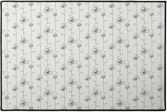 Door Mats: One Line Floral - Light Door Mat, White