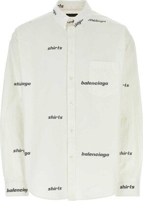 Allover Logo Printed Long-Sleeved Shirt