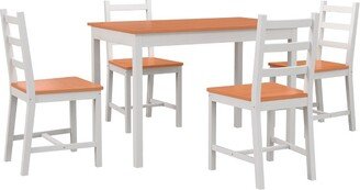HOMCOM 5 Piece Dining Room Table Set, Wooden Kitchen Table and Chairs for Dinette, Breakfast Nook, White