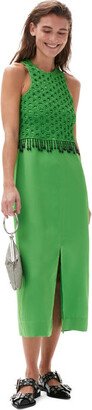 Smocked Satin Maxi Dress