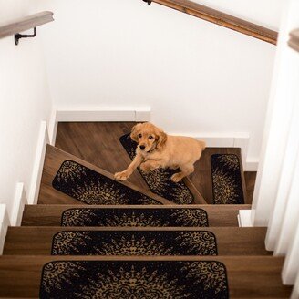 Beverly Rug Indoor Non Slip Carpet Stair Treads Medallion Black