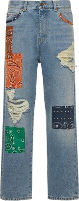 California patchwork cotton denim jeans