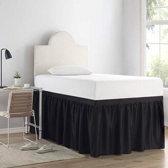 Luxury Plush Dorm Sized Bed Skirt Panel with Ties