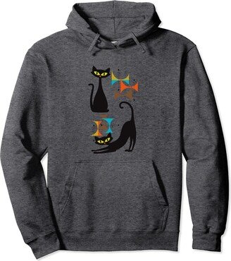 Mid Century Modern Cats Designs Mid-Century Modern Atomic Cat 50s 60s Style Pullover Hoodie