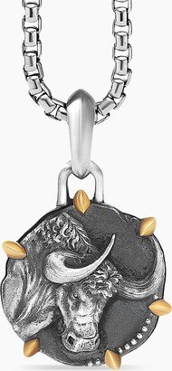 Taurus Amulet in Sterling Silver with 18K Yellow Gold Men's