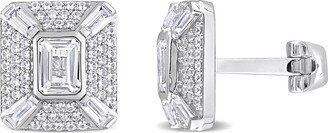 DELMAR Octagon Baguette Lab Created White Sapphire Cuff Links