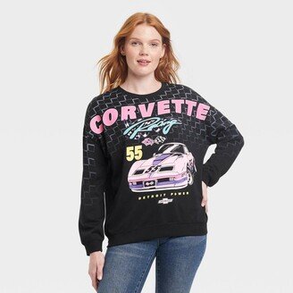 Women's Corvette Racing Cozy Graphic Sweatshirt - Black