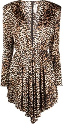 Leopard-Print Silk Mini Dress