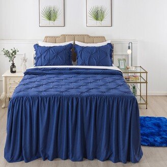 4 PCS Ruffle Skirt Bedspread Set with a Fluffy Rug